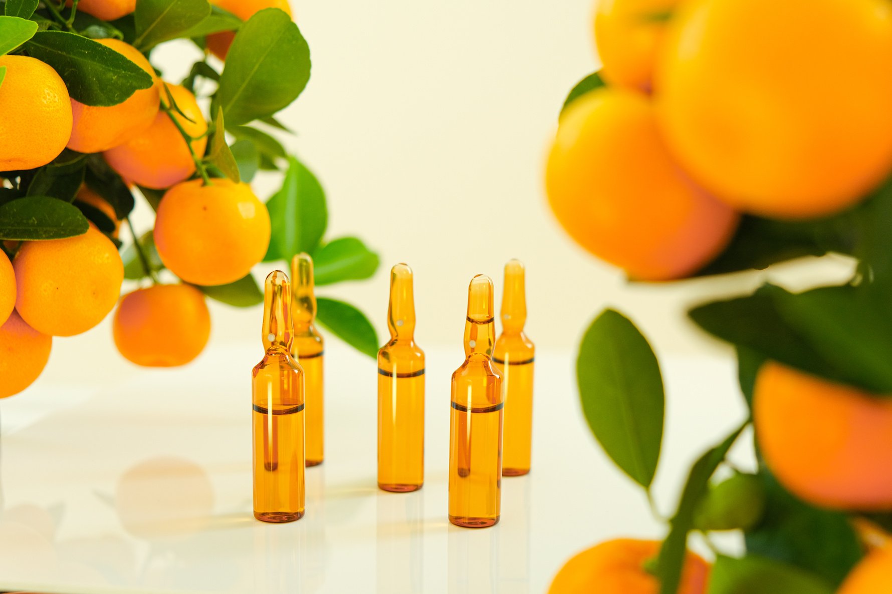 Vitamin C .brown glass ampoules with a solution of vitamin C